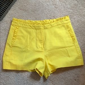 J Crew Ruffle Yellow Linen Blend Shorts 8 8R